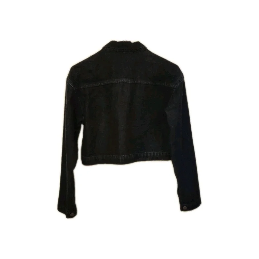 Girls Cropped Black Denim Jacket Large